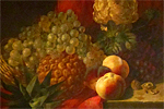 ウィリアム・ダフィールド 果物と彫刻のある壺の静物･･･