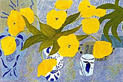 ピエール・ボンコンパン デルフトの花瓶と黄色い花