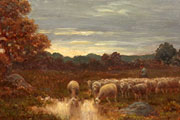 ポール・シェニョー 羊の群れのある風景